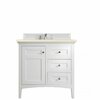 James Martin Vanities Palisades 36in Single Vanity, Bright White w/ 3 CM Eternal Marfil Quartz Top 527-V36-BW-3EMR